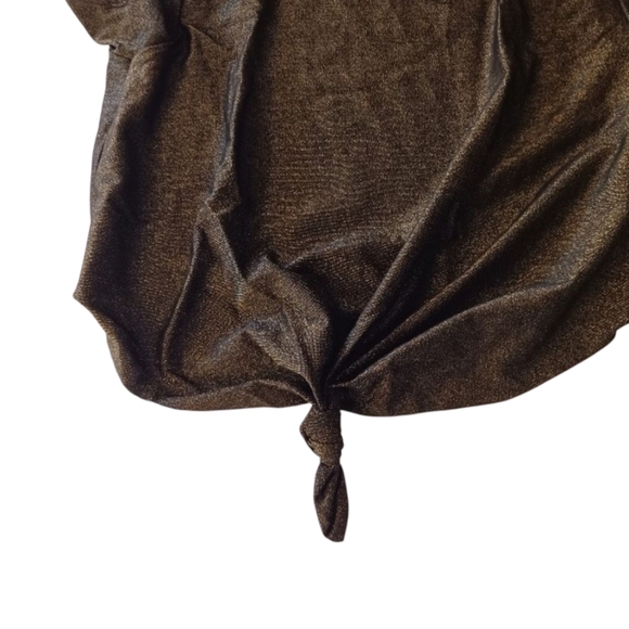 VYB Swim Cover-Up Shimmer Metallic AsymmetricalCrop Top / Black-Gold - Picture 7 of 10